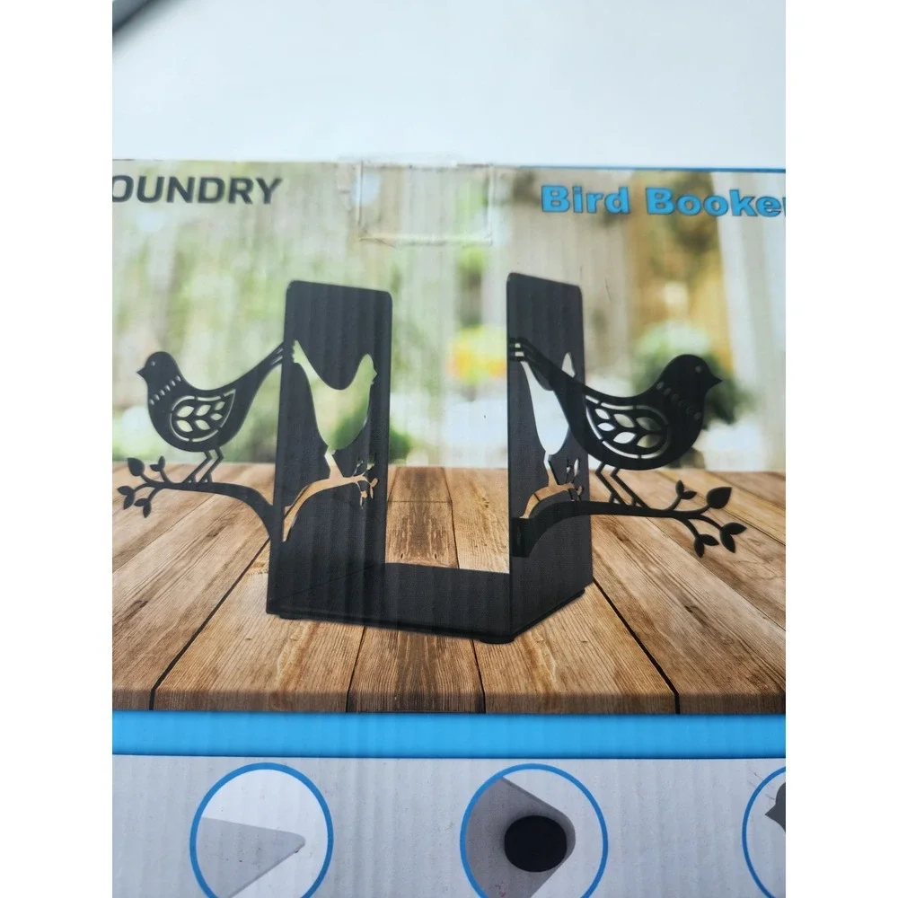 Maxfoundry‎ Bird On Branch Black Metal Bookends New In Box